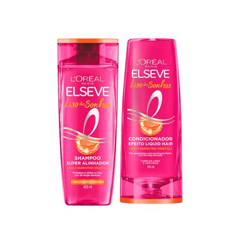 Kit Shampoo E Condicionador Elseve 400ml - Kit Shampoo e Condicionador Elseve Liso dos Sonhos 400ml Cada | Shopee ...