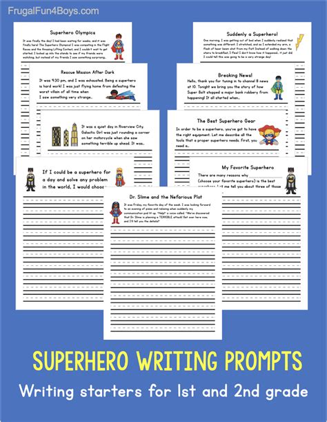 Printable Superhero Writing Starters Frugal Fun For Boys And Girls