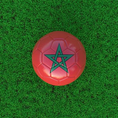 Premium Photo Flag Of Morocco On Soccer Ball With Grass Background