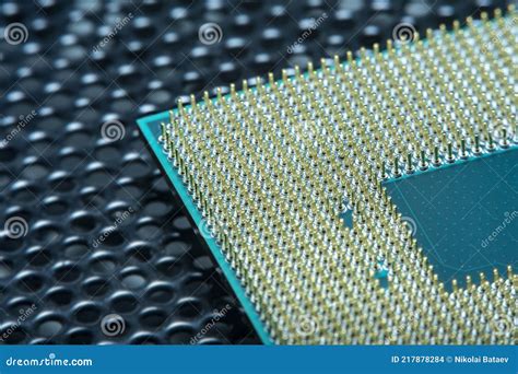 Close Up Of A Part Of A Microprocessor In Soft Focus Stock Photo