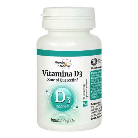 Vitamina D3 5000UI Zinc Si Quercetina 30 Comprimate Dac Farmacia