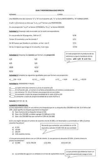 Guia Proporcionalidad Directa Pdf