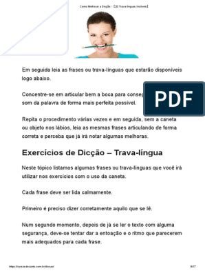 Exercícios de Fonoaudiologia para Melhorar Dicção PDF Voz humana