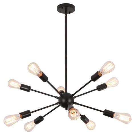 LWYTJO Jamee 10 Light Matte Black Dimmable Sputnik Sphere Chandelier