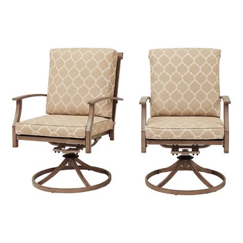 Hampton Bay Geneva Brown Wicker Outdoor Patio Swivel Dining Chair With