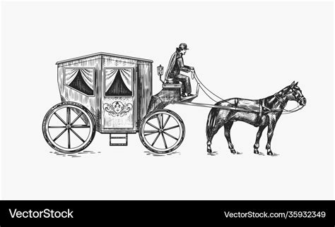 Horse carriage coachman on an old victorian Vector Image