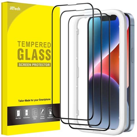 Jetech Full Coverage Screen Protector For Iphone 14 61 Inch Black Edge Tempered Glass Film