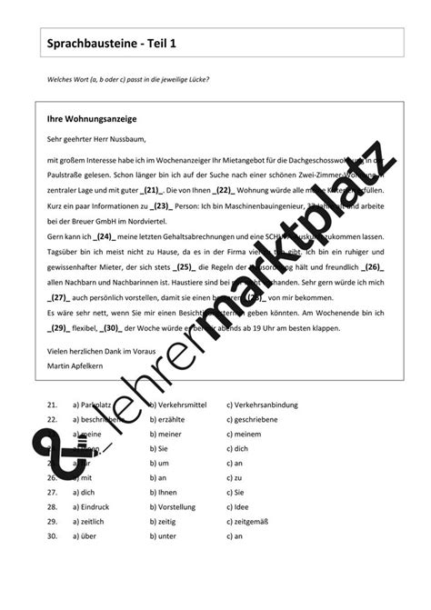 Telc B Sprachbausteine Teil Paket Aufgaben