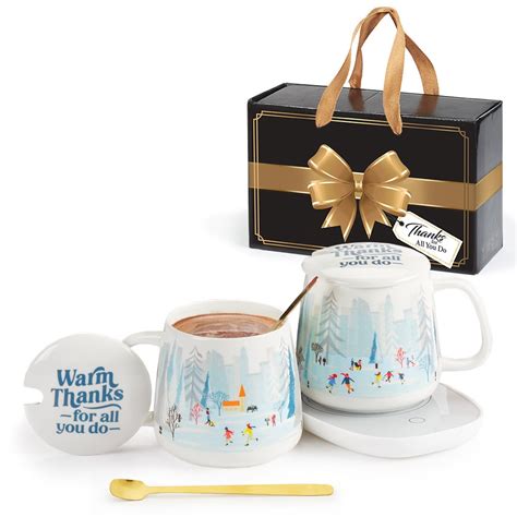 City Scene Ceramic Mug Oz Warmer With Hot Chocolate Gift Set In
