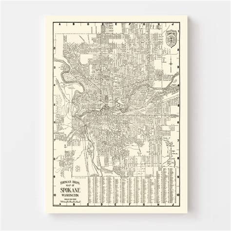 Vintage Map Of Spokane Washington 1920 By Teds Vintage Art