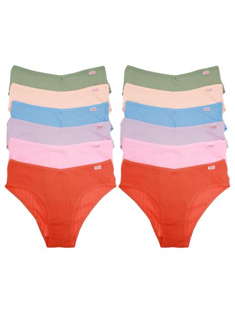 Angelina Cotton Low Rise Bikini Panties 12 Pack