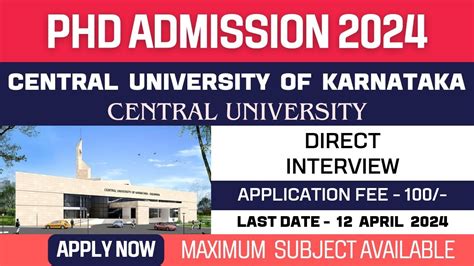 New PhD Admission 2024 Central University Of Karnataka Central