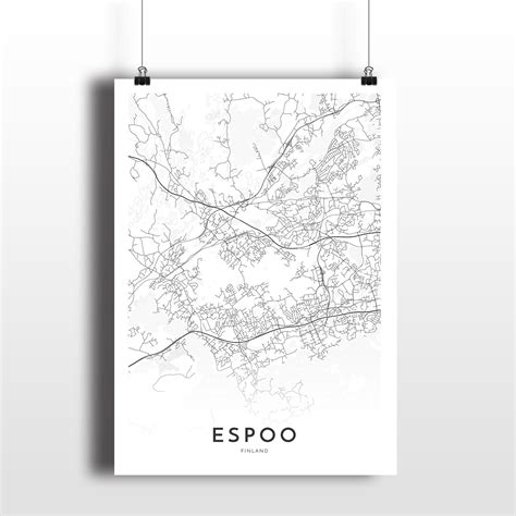 Espoo map Espoo Finland city map print map poster map | Etsy