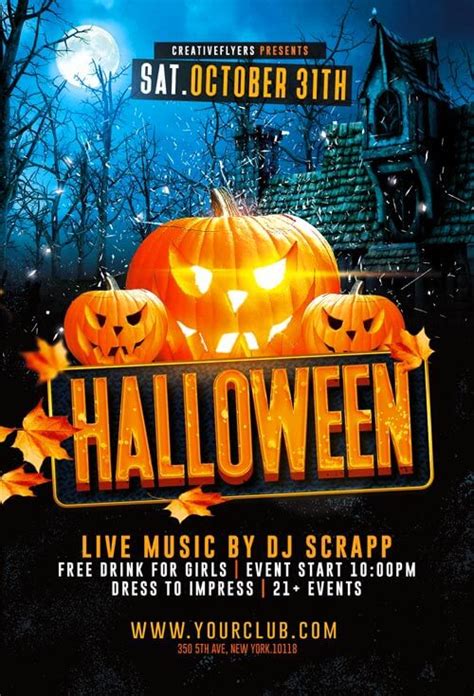 Dark Halloween Party Flyer Template - Creative Flyers