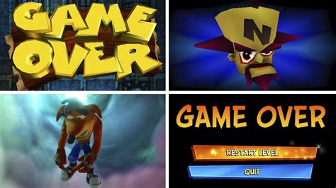 Evolution Of Crash Bandicoot Game Over Screens Youtube