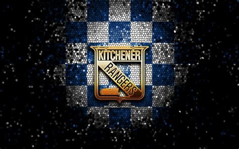 Download wallpapers Kitchener Rangers, glitter logo, OHL, blue white ...