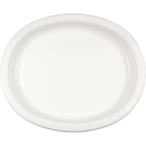 White Sturdy Style 12 Inch Oval Paper Plates Party At Lewis Elegant