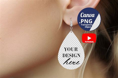 Caucasian Woman With Teardrop Earring Mockup Png Canva Woman Wearing