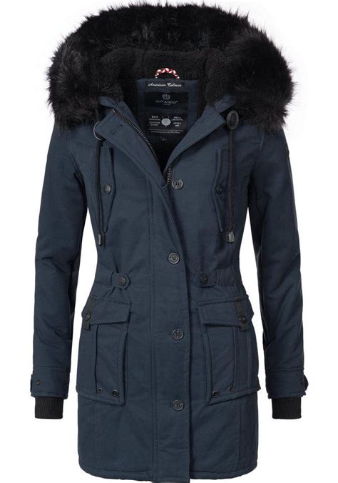 Navahoo Wintermantel Luluna Edler Baumwoll Parka Mit Fellimitat