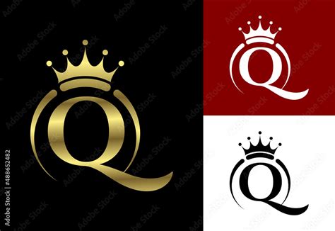 Initial Q Monogram Alphabet With A Crown Royal King Queen Luxury