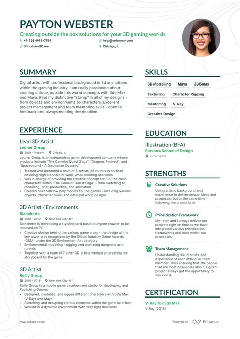 5 3D Artist Resume Examples Guide For 2023