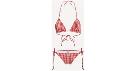 Hunza G Sabrina Seersucker Bikini In Red Lyst