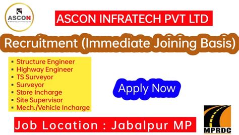 Ascon Infratech Pvt Ltd Vacancy 2023 Civil Engineer Job Site