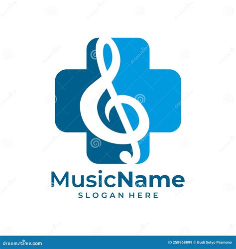 Health Music Logo Vector Music Plus Logo Design Template Stock