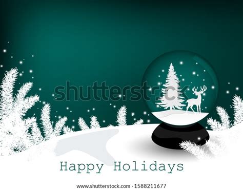 Snow Globe Deer Christmas Tree Inside Vector De Stock Libre De