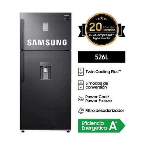 Refrigeradora Samsung Lt Top Freezer Twin Cooling Rt K Bs Negra