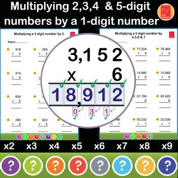 Multiply Multi Digit Whole Numbers By 1 Digit Numbers BUNDLE TPT