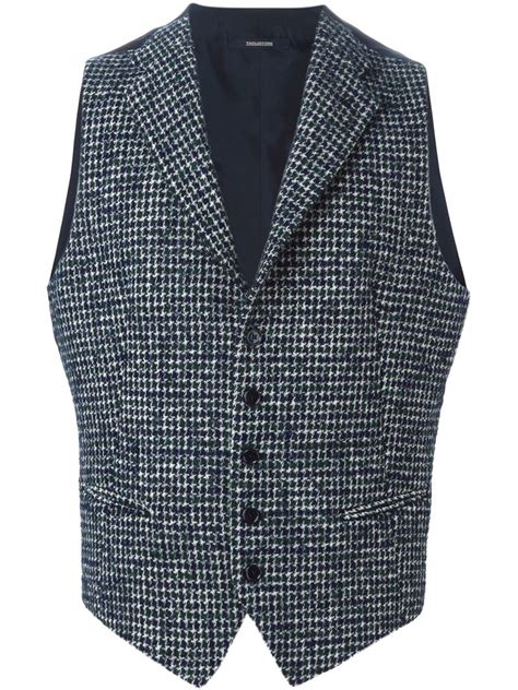 Tagliatore Houndstooth Waistcoat In Blue For Men Lyst