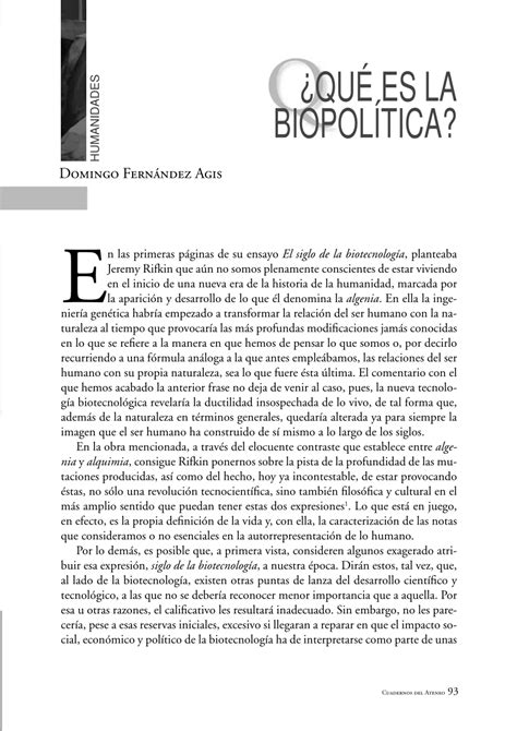 PDF QUÉ ES LA BIOPOLÍTICA