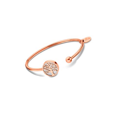 Pulsera Lotus Style RAINBOW Mujer Rígida Abierta Acero Rosé Árbol Vida