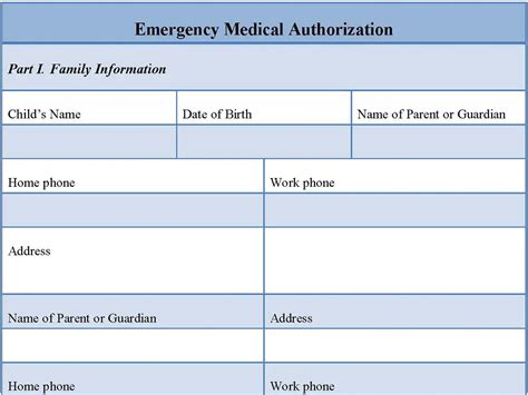 Emergency Medical Authorization Form Editable Pdf Forms