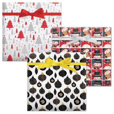 Snowman In Squares Black And Gold Christmas Winter Forest Jumbo Rolled