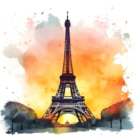 Premium Photo A Watercolor Painting Of The Eiffel Tower In Paris