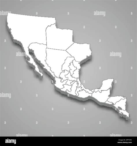 3d Isometric Map Of Mexican Empire Isolated With Shadow Former State