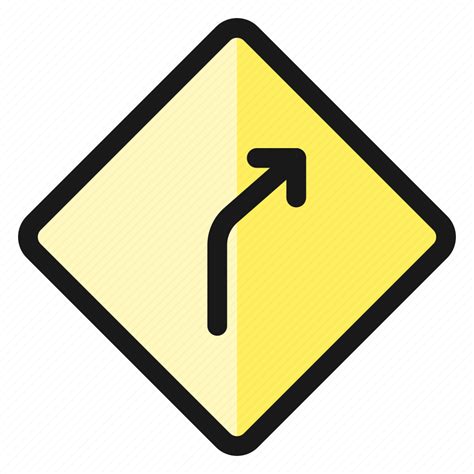 Road Sign Right Curve Ahead Icon Download On Iconfinder