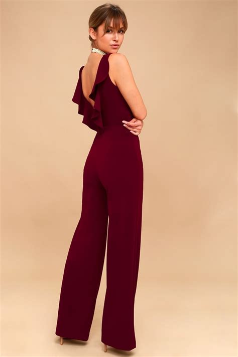 Chic Jumpsuit Backless Jumpsuit Burgundy Jumpsuit Lulus