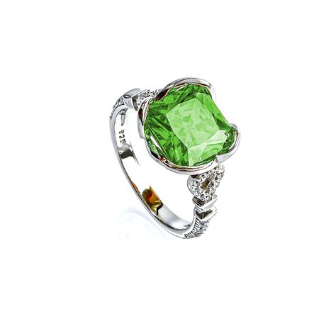 Peridot Cushion Cut Stone Ring