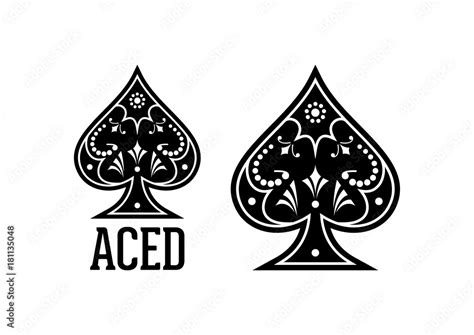 Swirls and Classic Black Spade Ace Poker Casino Illustration Logo ...