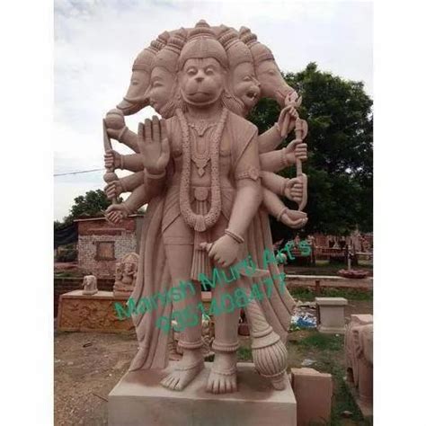 Red Marble Panchmukhi Hanuman Ji Statue Red Marble Panchmukhi Hanuman