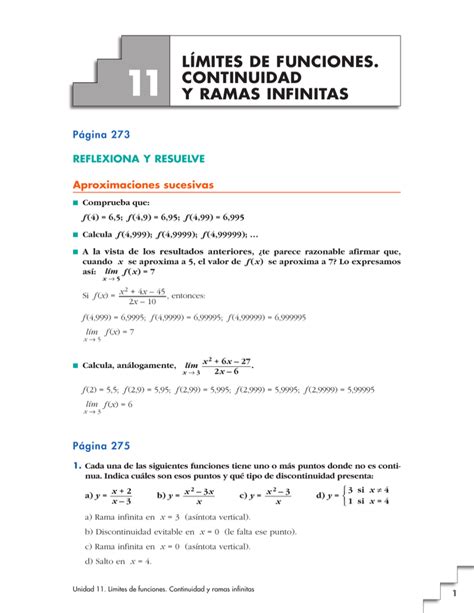 L Mites De Funciones Continuidad Y Ramas Infinitas