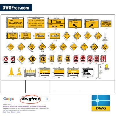 Traffic Diversion Detour Sign Board Dwg Drawing Free In Cad