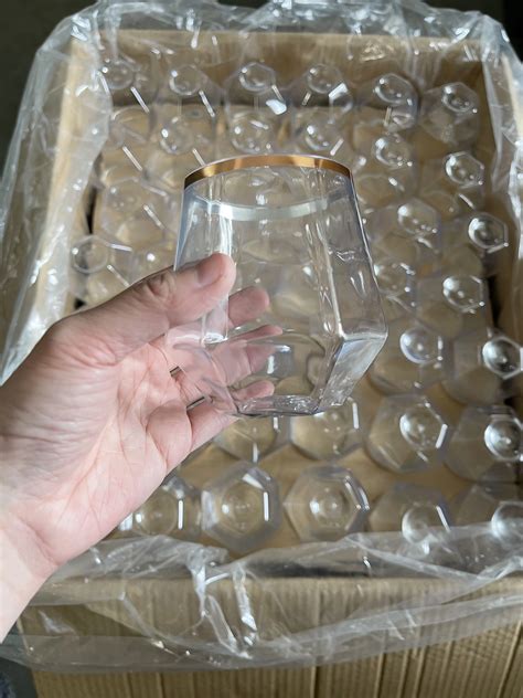 32 Pack Diamond Shaped Plastic Stemless Wine Glasses Disposable 12 Oz