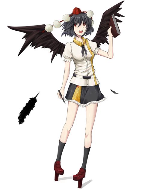 Safebooru Black Wings Geta Hangetsuakibarika Hat Legs Red Eyes