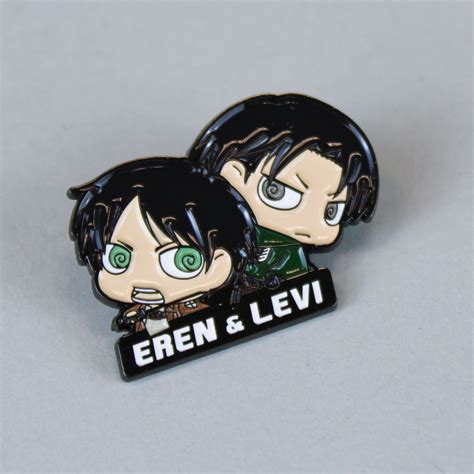 Attack On Titan Chibi Eren And Levi Enamel Pin Set Collectors Outpost