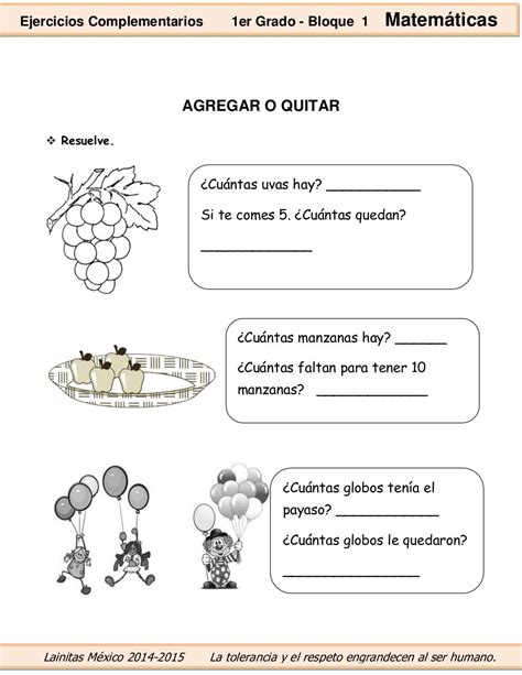 1er Grado Bloque 1 Ejercicios Complementarios