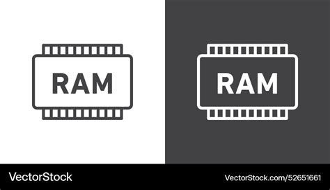 Ram Memory Icon Flat Set Outline Royalty Free Vector Image